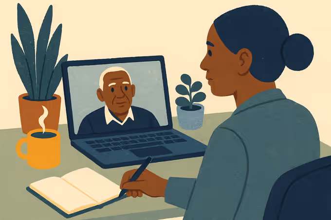 Ilustración: supervisión uno a uno por videollamada entre colegas